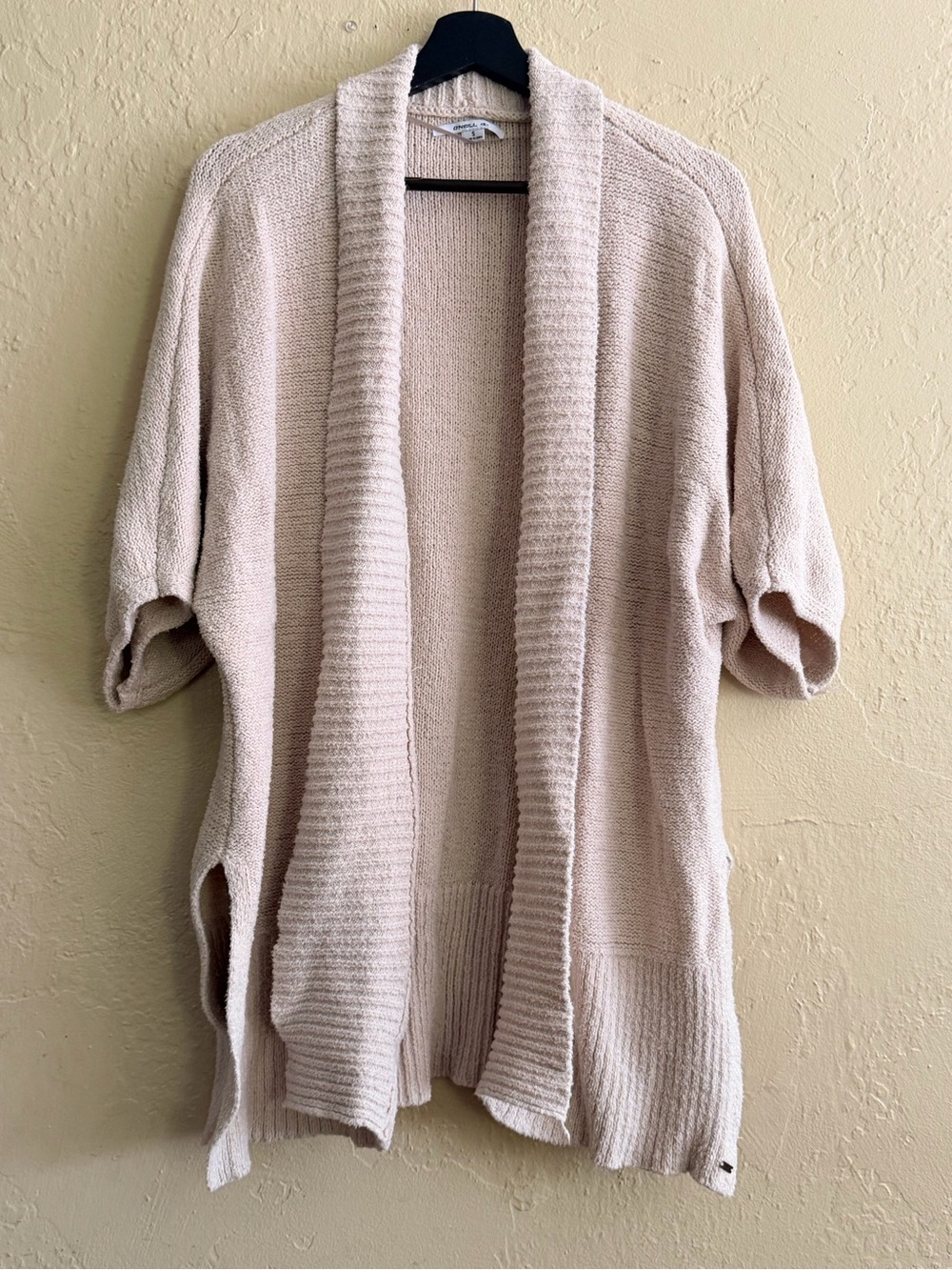 O'Neill Oversized Light Cream Open-Front Short-Sleeve Cardigan